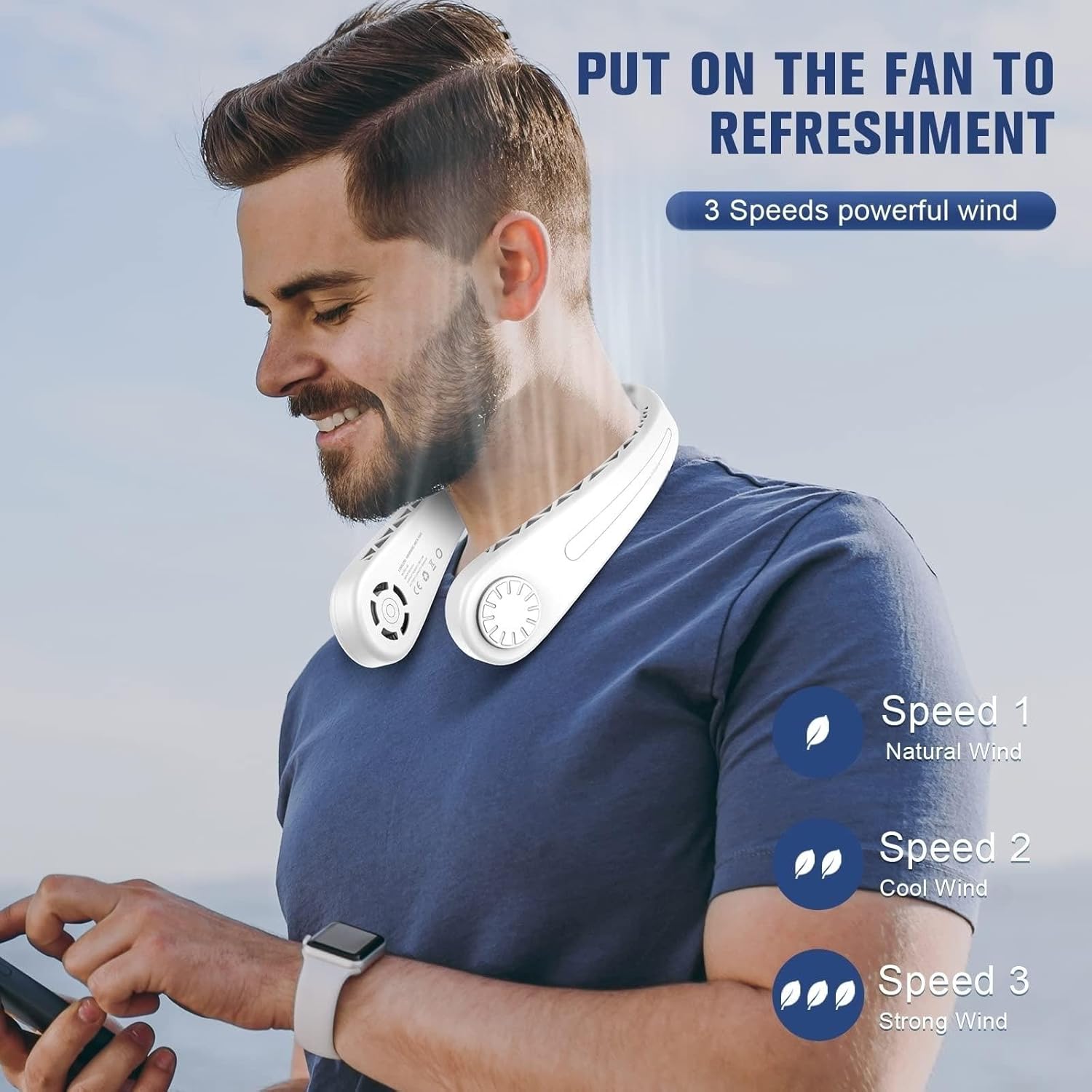Vaneless Hanging Neck Fan Rechargeable Neck Fan - Image 3