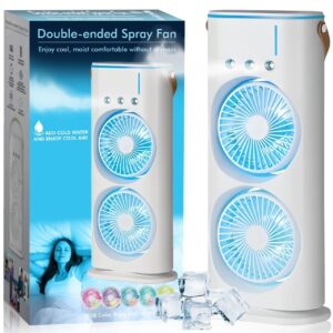 Portable AC For Home - Mini Portable AC Small Air Cooler For Room Cooling Double Ended Mist Fan With Water Spray| RECHARGEABLE| 280ML TANK| 1/2/3 H TIMER| 3 WIND SPEEDS| 3 SPRAY MODE|7 LED