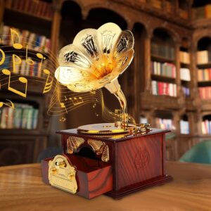 Luxury Gramophone model Musical jewellery Boxes Retro Gift Decor.