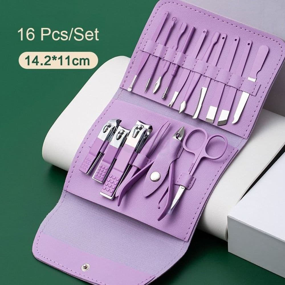 16 Pcs Stainless Steel Portable Nail Clipper Set Professional Pedicure Kit Beauty Manicure Set - Image 4