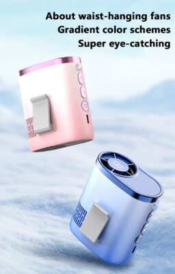 Portable Waist Clip Fan 100-Speed Strong Wind USB Rechargeable LED Digital Display Neck Hanging Fan Long-lasting Battery Life Model