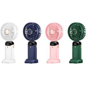 USB Handheld Mini Fan Foldable Portable Neck Hanging Fans 5 Speed USB Rechargeable Fan with Phone Stand and Display Screen