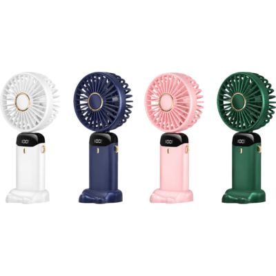 USB Handheld Mini Fan Foldable Portable Neck Hanging Fans 5 Speed USB Rechargeable Fan with Phone Stand and Display Screen