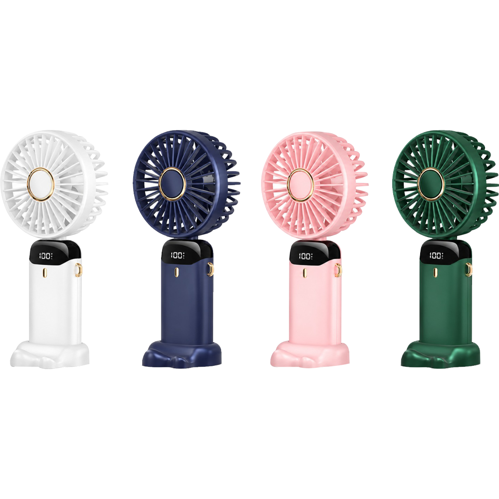 USB Handheld Mini Fan Foldable Portable Neck Hanging Fans 5 Speed USB Rechargeable Fan with Phone Stand and Display Screen